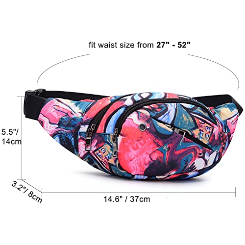 Fanny Pack Fashion Waist Chest Bag Bum Bags Hip Pouch for Women Men Running Hiking Fitness Cycling Beach Travel Concert Festival - color: Multicolor