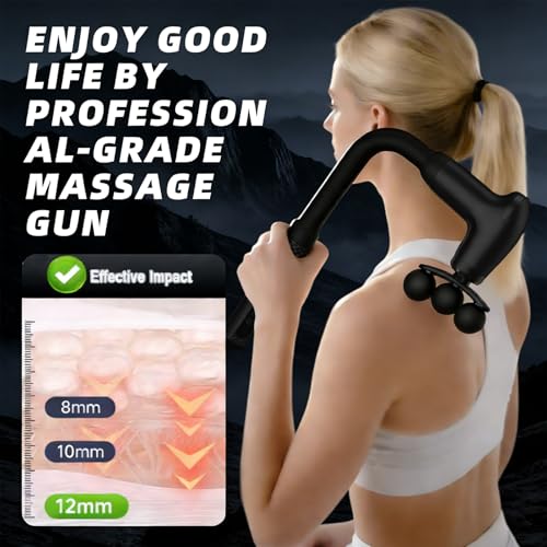 Massage Gun with Upgraded Extension Handle, Massage Gun Deep Tissue - Back Massager for Relief Deep Tissue, Muscles/Neck/Shoulders/Waist/Legs Massager,5 Replaceable Heads&9 Speed Levels (Black) - color: Black