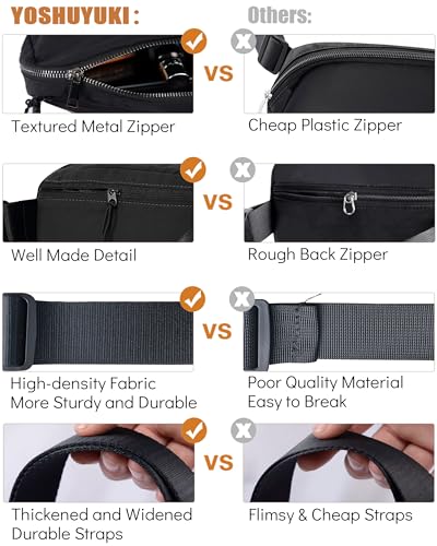 YOSHUYUKI Fanny Pack Crossbody Bag Trendy Waterproof Small Sling Cross Body Purse for Women Men Fashion Waist Packs Mini Belt Pouch Chest Bum Hip Bag Lulu Dupes for Travel Vacation Running Black - color: Black