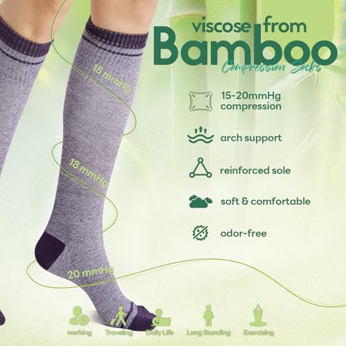 Compression Socks Women & Men 15-20 mmHg for Flying - color: I11-3pairs (Purple&steel Blue&light Gray), size: Small-Medium
