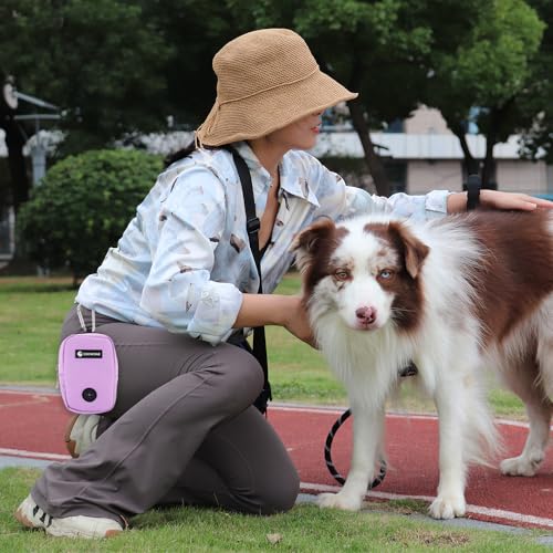 Small Treat Pouch with Dog Bags Dispenser, Portable Walking Bags, Purple - color: Purple