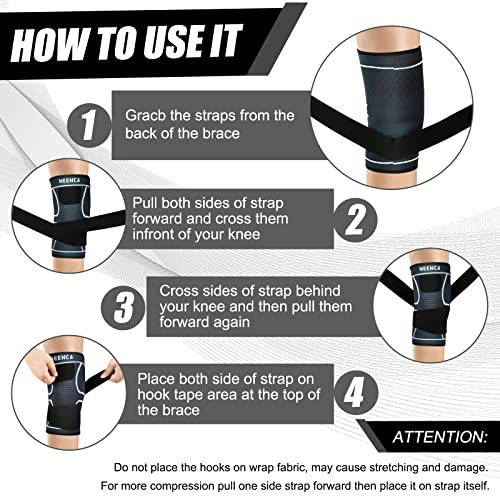Compression Knee Brace for Women & Men - 2 Pack with Adjustable Straps - color: 2 Pack - Gray, size: Medium