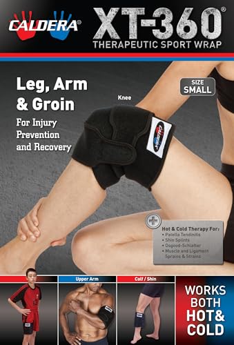 Caldera Knee Ice Pack Wrap Made in USA Small - Reusable Hot & Cold Therapy Gel After Surgery Injury Adjustable Compression Strap Breathable Sleeve Ice Pack for Knee Pain Relief Leg Arm Groin - size: Small