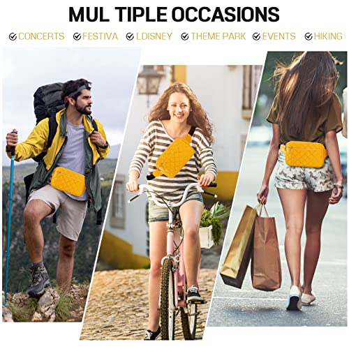 CXWMZY Fashion Fanny Packs for Women & Men, Girls Boys Teens Waist Bag Hip Bum Bag Cute Fanny Pack Casual Bum Bag with Multi-Pockets Adjustable Belts for Disney Traveling Cycling Running (Yellow) - color: Yellow