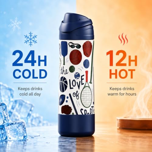 FJbottle Insulated Stainless Steel Sports Water Bottle with Handle - color: PE Class, size: 24 Ounces