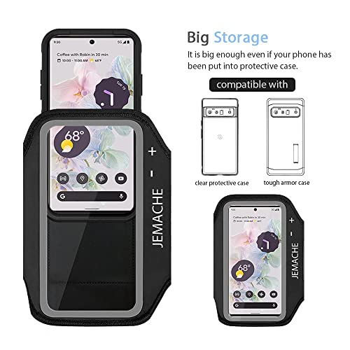 Running Armband for Google Pixel 11/10/9 Pro XL, 8/7/6 Pro (Black) - color: Black, size: Up to 6.8"