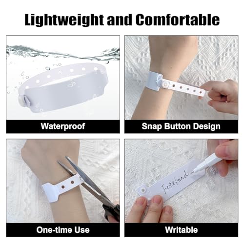 100pcs Vinyl Wristbands, Disposable Waterproof Wristbands(Color : White) - color: White