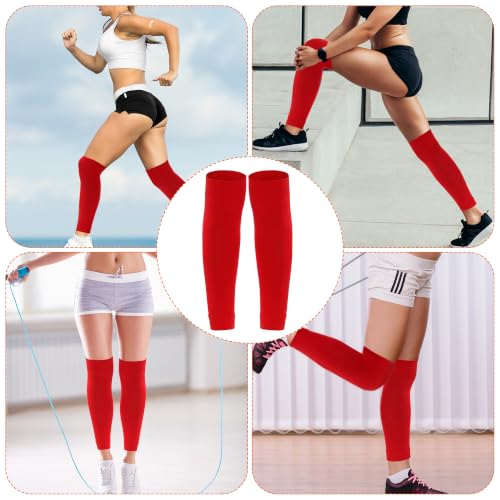 phnydreg 3 Pairs Leg Sleeve Shin Pre Cut Socks for Kids Youth Men Women Soccer Running Cycling - color: Red