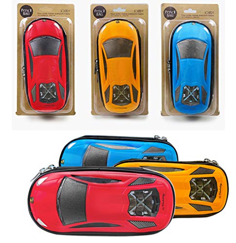 Surpop Supercar Pencil Case, EVA Hard Shell for Kids and Teens, Red - color: Red