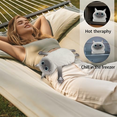 Microwave Heating Pad for Cramps Pain Relief, 17 * 9'' Moist Microwavable Stuffed Animal Period Menstrual Heating Pads for Cramps, Back, Neck Shoulder and Knee- Siamese Cat - size: Medium Siamese Cat