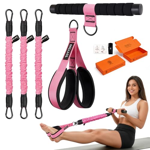 3-Tube Pedal Resistance Band w/Handles, 30/40LBS Sit Workout Gear - color: pink, size: 30lbs