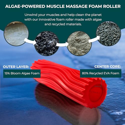 Oceanfoam Ripple Roller - Small Foam Roller for Physical Therapy (Red) - color: Red