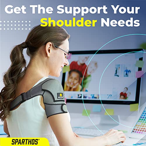 Sparthos Rotator Cuff Shoulder Brace for Women & Men - Support - Gray-UNI - color: Gray/Black, style: Universal