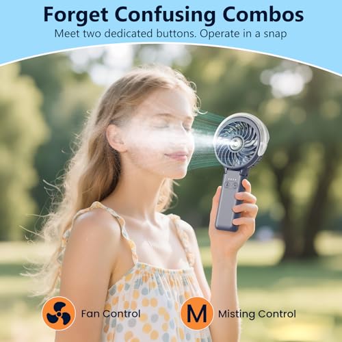 HandFan 5200mAh Upgraded Handheld Misting Fan, Portable Mister Fan Rechargeable, Spray Water Mist Fans, Electric Hand Cooling Ice Fans for Summer Beach Travel Concerts, Gifts for Women(Royal Blue) - color: Royal Blue