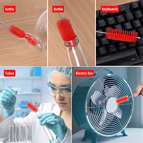 CiaraQ Bottle Cleaning Brushes, 8 Inch Nylon Tube Brush Set - color: Red, size: 8.0 Inch (10pcs)