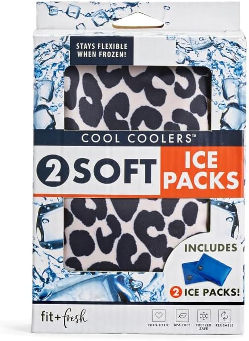 Cool Coolers by Fit & Fresh 2 Pack Soft Ice, Flexible Stretch Nylon Reusable Ice Packs for Lunch Boxes & Coolers, Feline Fine - color: Feline Fine