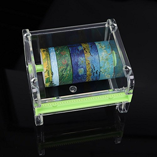 2pcs HomDSim Washi Tape Dispenser Cutter, Roll Holder Organizer, Masking Desktop DIY Sticker Cutter Holder Storage Box - Green - color: Green