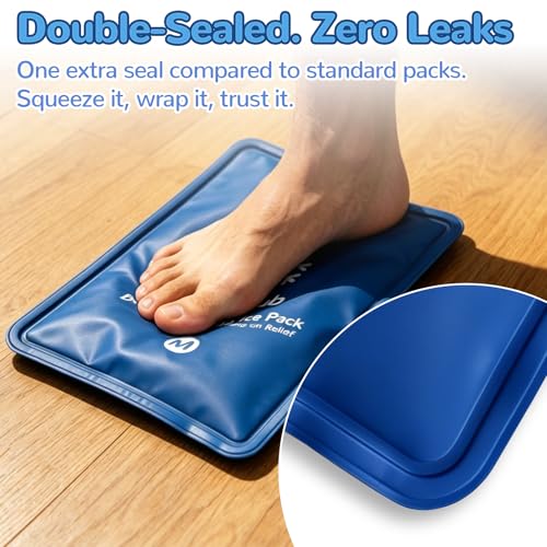 Dual-Sided Ice Pack for Injuries Reusable, 8"×12" Soft Gel Cold Compress - size: Standard M