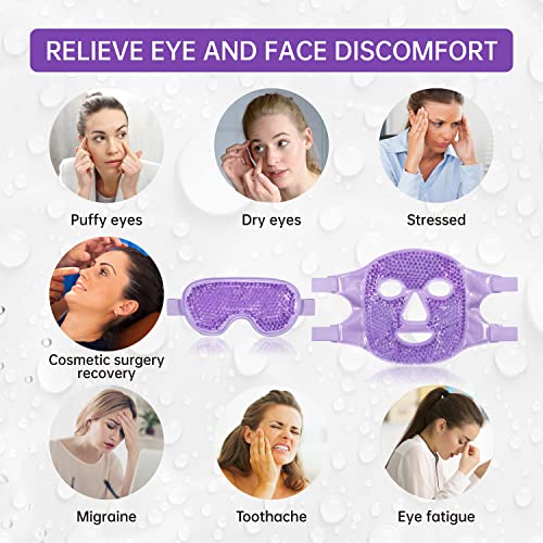 ZNÖCUETÖD Cooling Mask Ice Pack for Face Eye, Hot Cold Compress for Face - color: Purple-#2