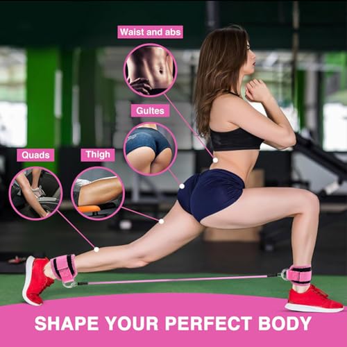 Ankle Resistance Bands with Cuffs, Elastic Resistance Band Set with Storage Bag Glutes Workout Equipment, Leg Butt Training Exercise Equipment for Kickbacks Hip