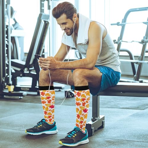 Wusikd Heartbeat Symbol Compression Socks for Women and Men Circulation Black Long Socks for Athletic Running 1 - color: Maple