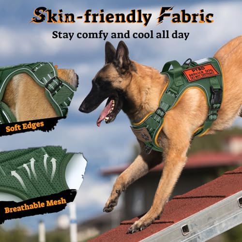 rabbitgoo Tactical Dog Harness for Small Dogs, No Pull Service Pet Vest - color: Green, size: S(Chest:16.1"-31.5",Neck:15.4"-21.6",Back:7.1")
