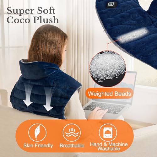 Portable Cordless Heating Pad for Neck and Shoulders Back, 15000mAh Battery