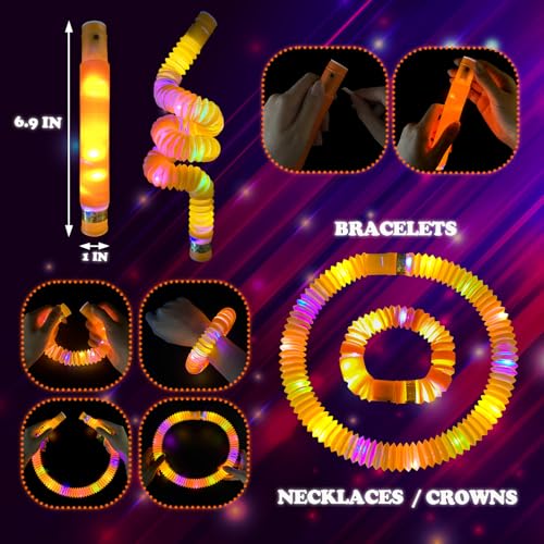 12-24 PCS Orange Glow Sticks Halloween Party Favors Toys for Kids Adults - style: Orange
