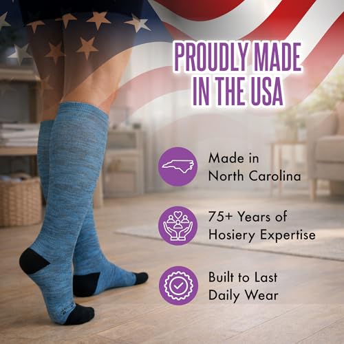 Crazy Compression Over-the-Calf Socks with Fun Designs - color: Blue Heather, size: Large-X-Large
