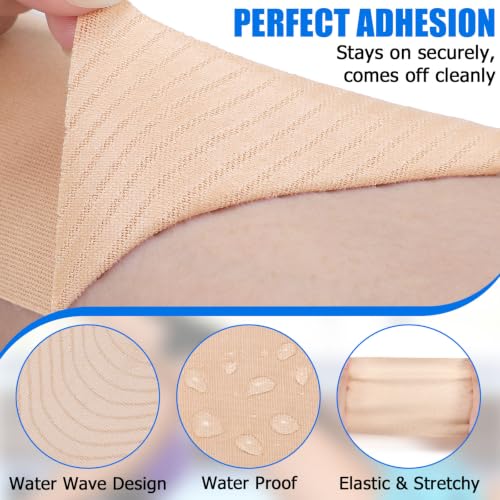 3 Rolls Wide Kinesiology Tape, Waterproof, 4" x 5.5yd, Light Beige - color: Light Beige - 4in