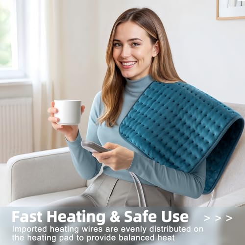 VALGELUIK Heating Pad for Back Pain Relief, 12"x24" Electric Heat Pad Gifts - color: Legion Blue, size: 12 Inch x 24 Inch