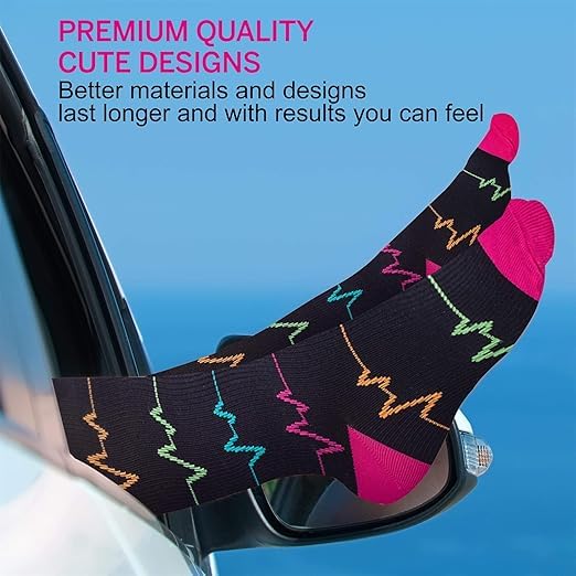 LEVSOX Compression Socks Women and Men, 20-30mmHg, Best for Nurses, Travel, Pregnancy - color: 4 Pairs Ekg & Nurse, size: Small