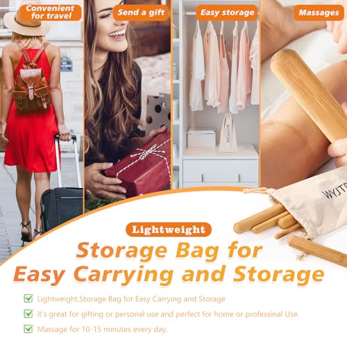 5Pcs Bamboo Massage Sticks Set, Guasha Massage Sticks,Bamboo Massage Roller Sticks for Relax Muscles & Body Shaping
