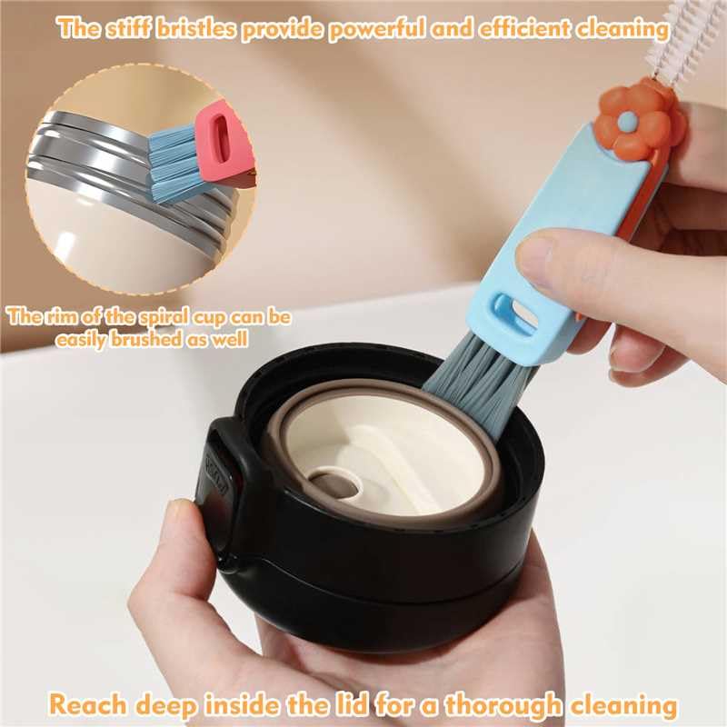 3 in 1 Cup Lid Cleaning Brush, Portable Cup Cleaner Brush, 2024 New Water Bottle Cleaner Brush, 3 in 1 Multifunctional Cleaning Brush for Home Kitchen Cleaning Tools（3PCS） (Pack of 2) - size: Small (Pack of 2)