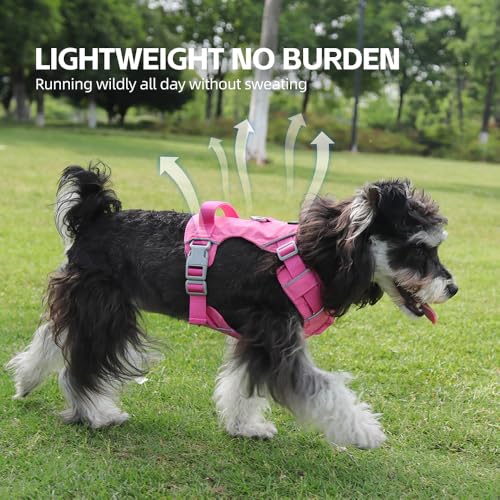 Mile High Life No Pull Dog Harness with Reflective Stripe, Adjustable Easy Get on Lightweight Harness for Small Medium Large Dogs Walking Running Training (Hot Pink, S Chest 14"-20") - color: Hot Pink, size: S Chest 14"-20"