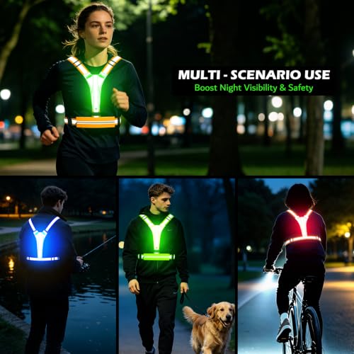 LED Reflective Vest Running Gear Set,USB Rechargeable Light Up Running Vest for Runners Night Walking with Waterproof Phone Bag,High Visibility Armband,Adjustable Waist&Shoulder for Men Women - color: Orange