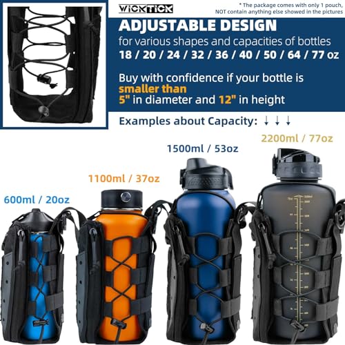 Molle Water Bottle Holder Pouches 16 24 32 40 64 oz Adjustable Capacity - color: Brown, style: Enhanced