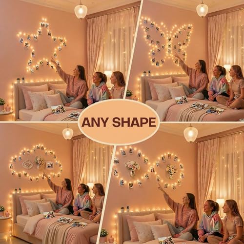Photo Clip String Light, 33Ft 100LED Battery Fairy Lights with 50 Clips - color: Warm White