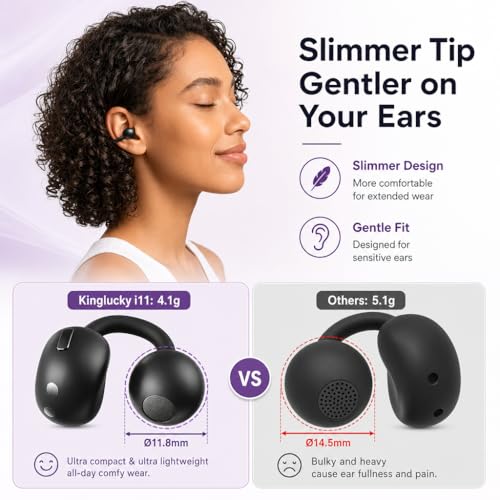 Kinglucky Next‑Gen Clip-On Earbuds, Open Ear Earbuds for Running Small Ears