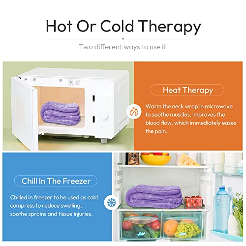 MORLIDEN Microwavable Neck Wrap Warmer&Shoulder Weighted Hot Cold Compress - color: Purple, size: 1 Count (Pack of 1)