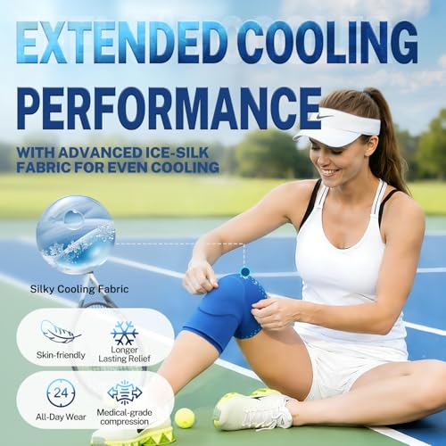 Knee Ice Pack Wrap, Long-Lasting Cold Compression for Knee Pain Recovery - size: L