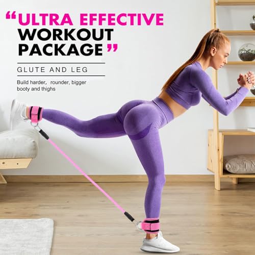 Ankle Resistance Bands with Cuffs, Elastic Resistance Band Set with Storage Bag Glutes Workout Equipment, Leg Butt Training Exercise Equipment for Kickbacks Hip