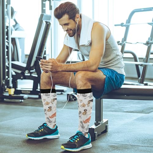 Wusikd Heartbeat Symbol Compression Socks for Women and Men Circulation Black Long Socks for Athletic Running 1 - color: Dogs