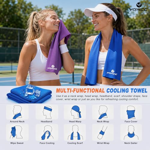 YQXCC 4 Pack Cooling Towels, 40"x12", Ice Cool Towels for Neck & Face - color: 2 Purple, 2 Dark Gray