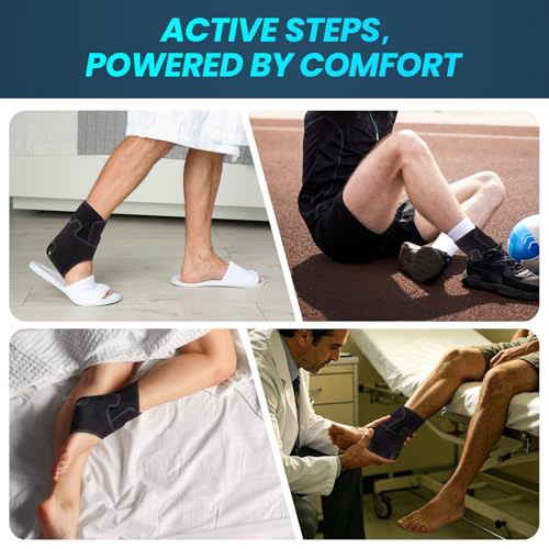 Welnove Achilles Tendonitis & Ankle Brace – Heel Lock Support for Ankle Dorsiflexion Relief, Adjustable Achilles Tendon Support Compression Pad for Men Women Heel Protectors (1 Pair,Size S, Black) - size: Small - Women 4-8|Men 4-7