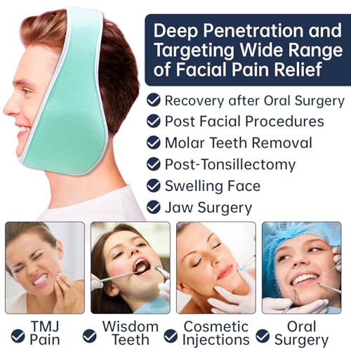 ZNÖCUETÖD Wisdom Teeth Ice Pack Face Head Wrap for Wisdom Teeth Removal Toothache Pain Relief, TMJ, Jaw Ice for Face Oral Surgery, Dental Implant with 4 Reusable Hot Cold Gel Packs (Mint Green) - color: Mint Green With 4 Ice Packs