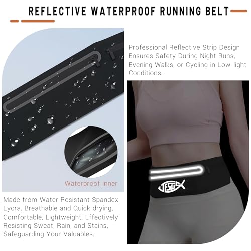 Jesus Fish Black Running Belts for Women Men Adjustable Waist Fanny Pack - color: Jesus Fish