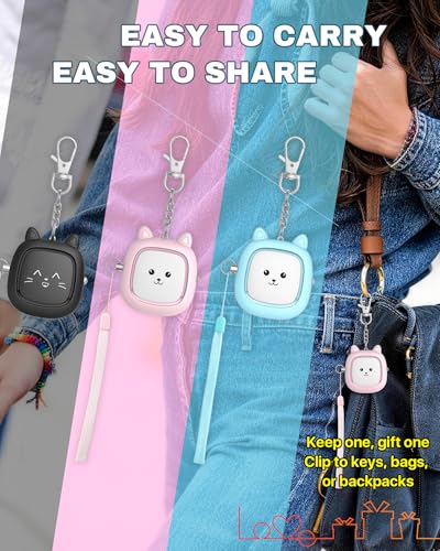 Personal Safety Alarm, VIGOROAD 3 Pack Loud 130dB Siren Emergency Panic Alarm with LED Light, Easy Pull Pin Keychain Self-Defense Security Alarm for Women, Seniors, Kids - color: Blue/Pink/Black