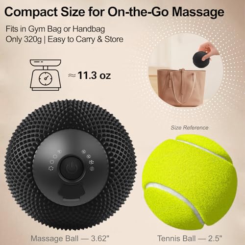 Vibrating Massage Ball with Heat, 7 Modes, Memory, 3.6 in, Black - color: Black