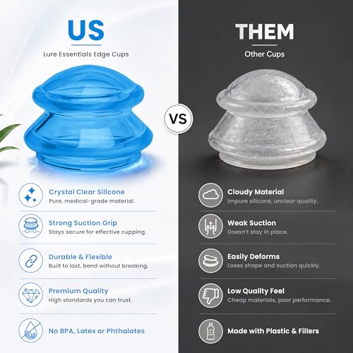 Silicone Cupping Therapy Set Professional Massage Cupping Cups for Cupping Therapy 4 Cup Kit for Massage, Myofascial Release, Cellulite Reduction (Lure Blue) - color: Blue, size: 4 Count